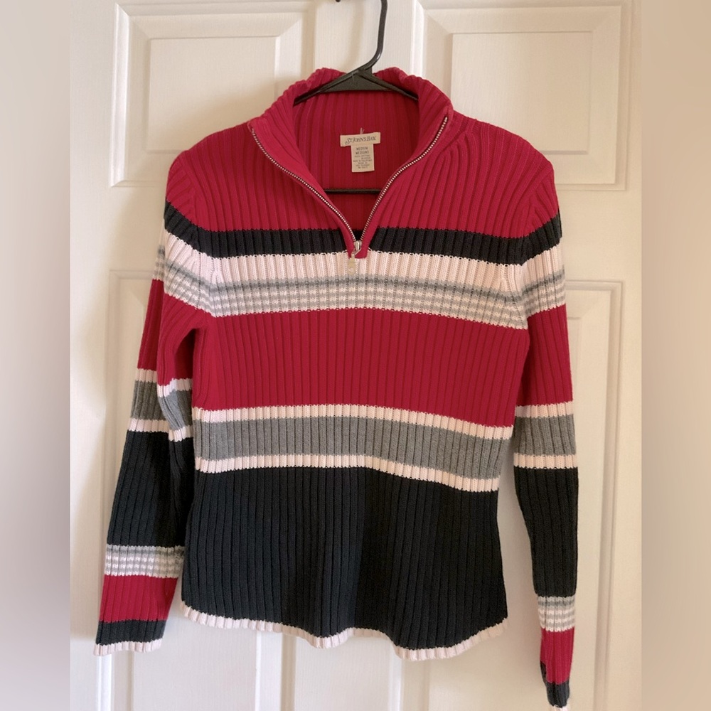 St. John's Bay Pink and Black Cowl Neck Sweater